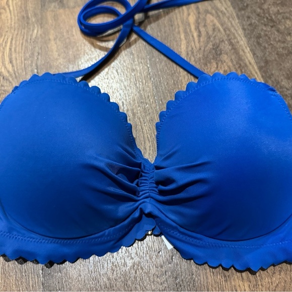 Victoria’s Secret Royal Blue Bombshell Full Coverage Scalloped Edge Bikini 32DD - Picture 3 of 7